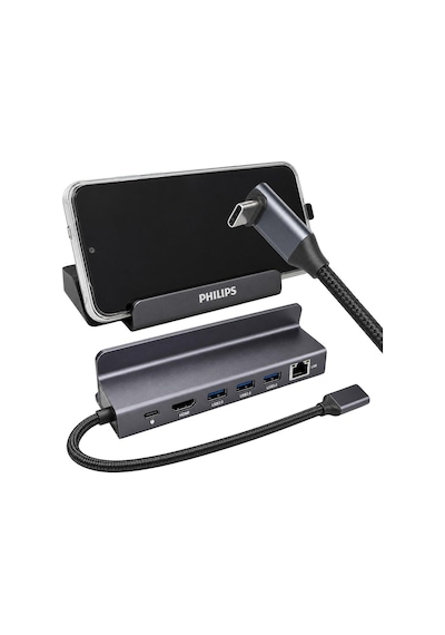Philips Swr1691a/93 Usb-c 6'sı 1 Arada Stand Tasarımlı Hub - 4k 60hz Hdmı, 1000mbps Lan, 100w Pd-217237