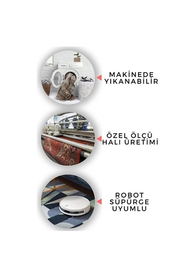 Arte Gri Nakışlı Kilim Dekoratif Salon Halısı Makinada Yıkanabili
