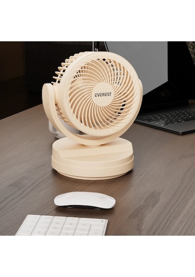Everest Efn-509, Krem, 3 Kademeli Hız, 17,5cm 3 Kanat Pervane Ve Çerçeve, Masaüstü, Usb Vantilatör