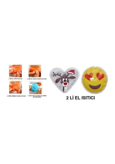 Emoji Beyaz Geyik Cep Sobası,el Isıtıcı,2 Adet Sıcak Su Torbası P
