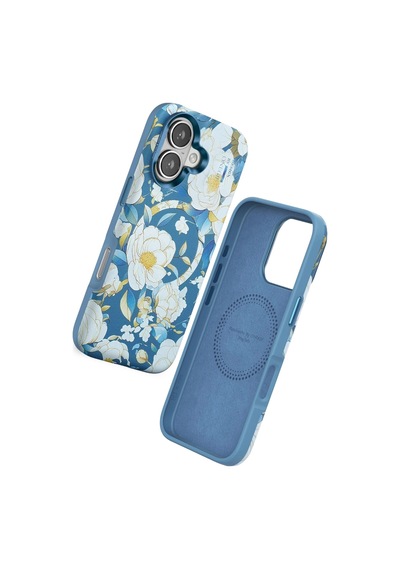 Durukar Apple, Uyumlu iPhone 16 Flower Series Magsafe Kapak - Mavi