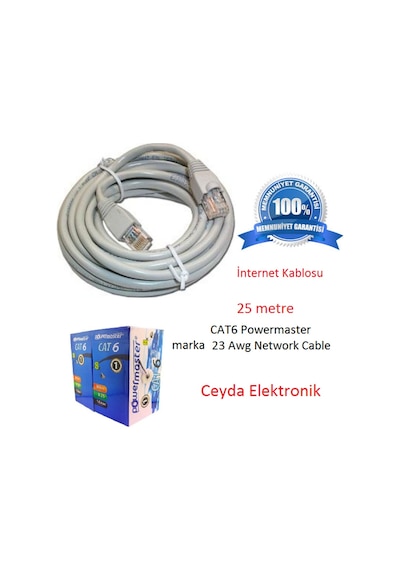 Cat6 Kablo - 25 Metre - Internet Kablosu - Network Pach Cable