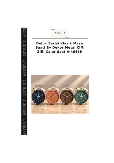 Delux Serisi Klasik Masa Saati Ev Dekor Metal Çift Zilli Çalar Saat Alk6459 Çok Renkli