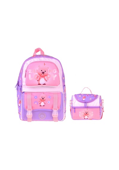 Kaukko Kids Loopy Kız Çocuk Lila - Pembe İlkokul Sırt Çantası Ve Beslenme Çanta Seti - Setkk-l5303b Çok Renkli