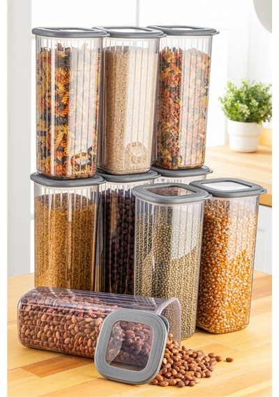 Vienev Poly Kapak 1.75 L Saklama Kabı Antrasit - Beyaz 9'lu Antrasit - Beyaz