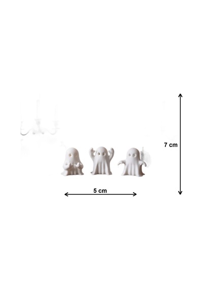3 Parçalı Beyaz Hayalet Figür Seti Dekoratif Biblo 5x7 Cm