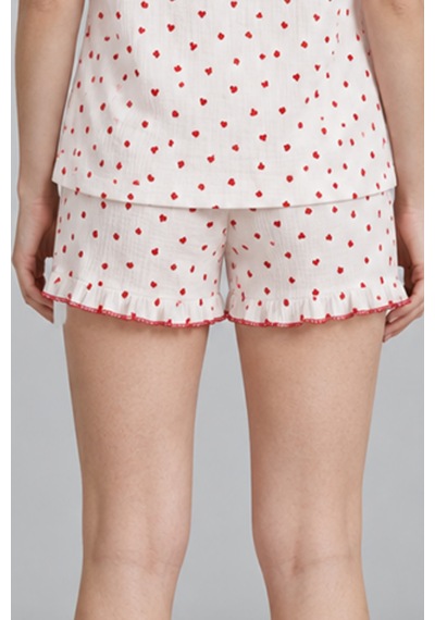 Kadın Şortu Rahat Ekru Pijama Takımı 4747