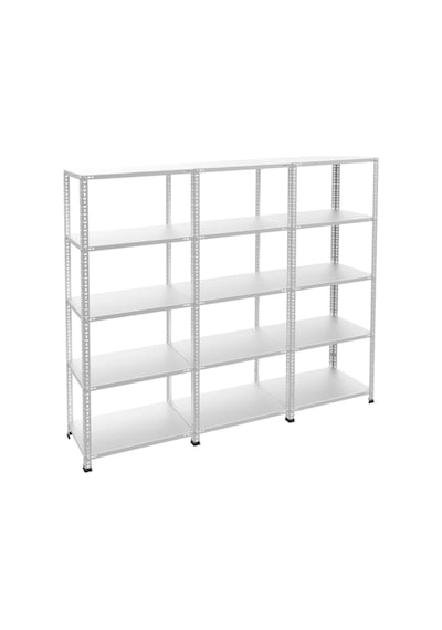 5 Katlı 3 Lü Bitişik 31x180x200 Galvaniz Çelik Raf Arşiv Depo Kiler Rafı Gri