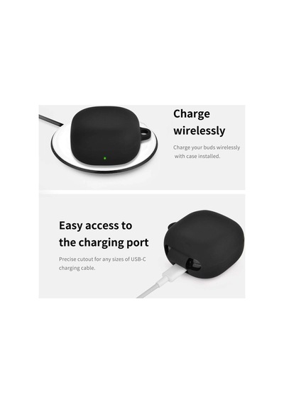 Caseonn Galaxy Buds Live - Buds Pro Kılıf Askı Aparatlı Mat Silikon Siyah