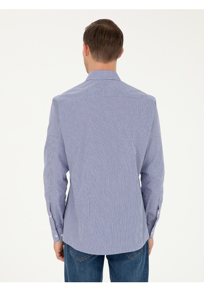 Cacharel Lacivert Slim Fit Pamuklu Çizgili Gömlek Cacharel Lacivert Slim Fit Pamuklu Çizgili Gömlek