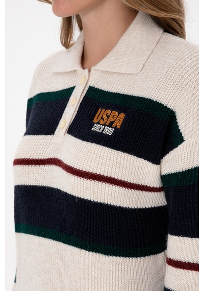 U.S. Polo Assn. Kadın Beyaz Polo Yaka Kazak 50309587-VR256
