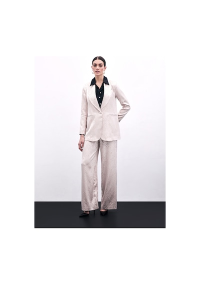 Sateen Zebra Desenli Pantolon - Pudra-135977 Pudra