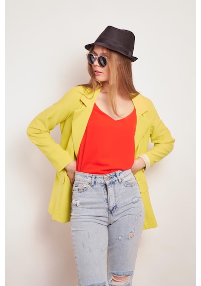 Yakalı Kolu Katlamalı Cep Kapaklı Salaş Boyfriend Oversize Hafif Likralı Kumaş Blazer Ceket-neon Sarı Neon Sarı Yakalı Kolu Katlamalı Cep Kapaklı Salaş Boyfriend Oversize Hafif Likralı Kumaş Blazer Ceket-neon Sarı Neon Sarı