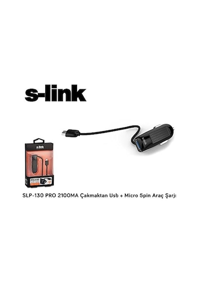 S-link Slp-130 Pro 2100ma Çakmaktan Usb + Micro 5pin Araç Şarjı