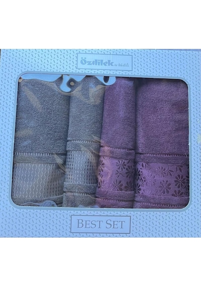 Özdilek Blossom Best Set Hamam Takımı Mürdüm-antrasit Çok Renkli