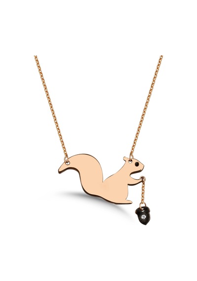 Sincap Taşlı Gümüş Kolye - Rose Rose Gold