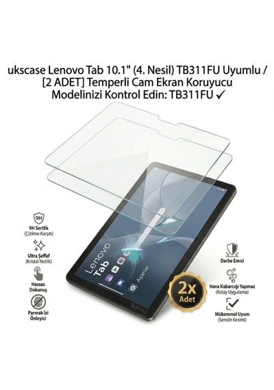Lenovo Tab 10.1" 4. Nesil Tb311fu Uyumlu 2 Adet Temperli Ecam Kran Koruyucu