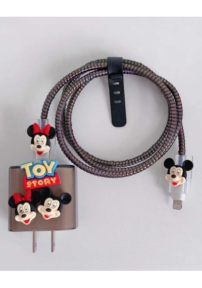 Iphone 18w/20w Uyumlu Minnie Va Mickey Şarj Kablosu Ucu Ve Şarj Başlığı Kılıfı