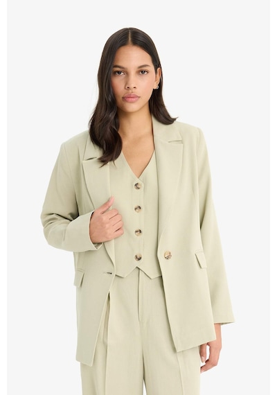 DeFacto Oversize Geniş Kalıp Keten Karışımlı Blazer Ceket Z2536AZ25SPKH176 Haki