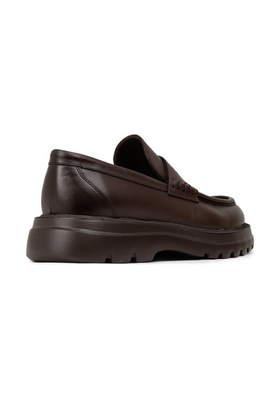 Deery Erkek Kahverengi Hakiki Deri Kalın Taban Loafer - 02006mkhve01 Kahverengi