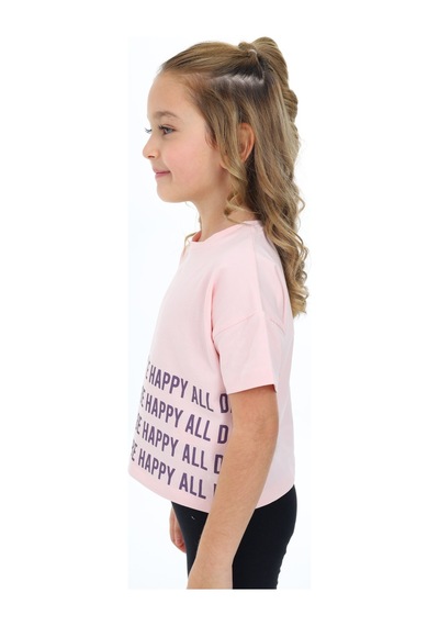 Toontoy Kids Toontoy Kız Çocuk Happy All Day Baskılı Tişört Pudra