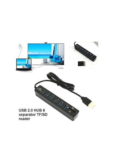 6 Port Usb Microsd Tf Sd Çoklayıcı Hub 4691A Kart Okuyucu Laptop