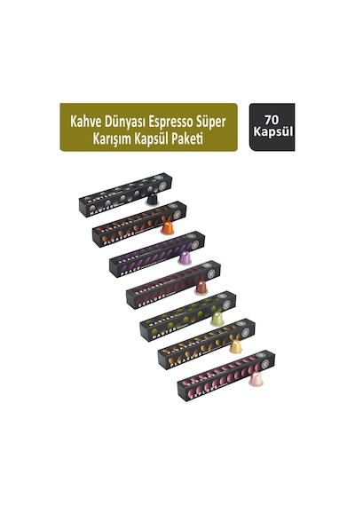 Kahve Dünyası Espresso Süper Karışım Kapsül Paketi 7 x 10 Kapsül