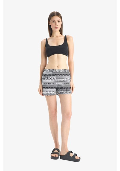 DeFacto Regular Fit Etnik Desenli Deniz Şortu-Fall in Love T5232AZ24SMBK27