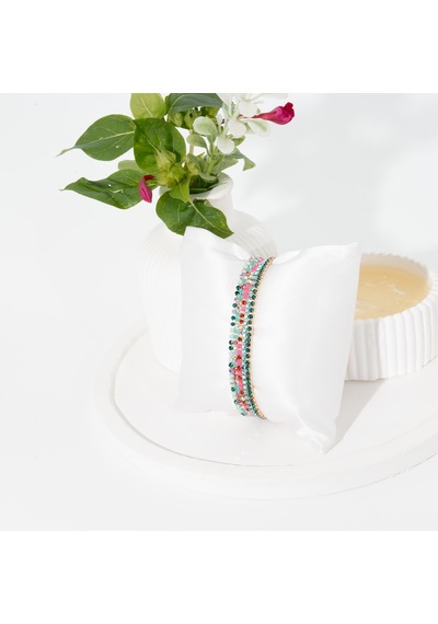 Biem Renkli Taşlı Lastik Bileklik Gold/gümüş