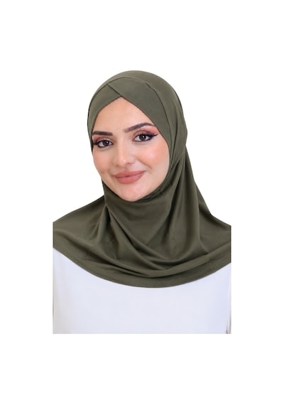 Modish Group Kadın Hazır Türban Çapraz Tek Parça Pratik Namaz Başörtüsü Haki