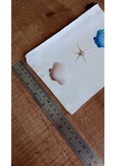 Wisheratelier Deniz Yıldızı Ve Yaz Temalı Bez El Çantası Bej - Beyaz - Mavi
