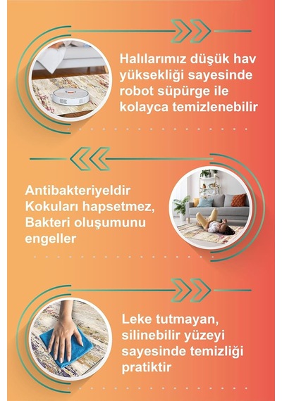 Elens Çiçekli Şönil Doğal Pamuk Tabanlı Koridor Halısı Kaymaz Yıkanabilir Çevre Dostu Yolluk, 100x300 Çok Renkli