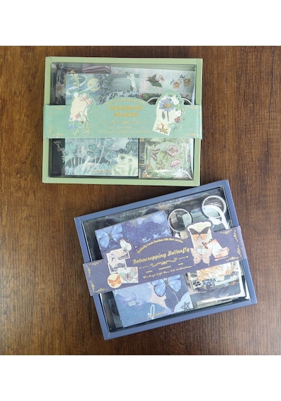 Lüks Scrapbook Ve Junk Journal Seti - Vintage Hobi Kutusu Kelebek & Doğa Temalı Çok Renkli