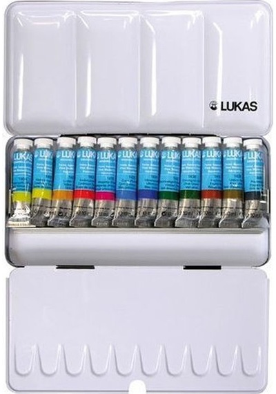 Lukas Artist Tüp Sulu Boya Seti 12 Renk x 10 Ml. Metal Kutu