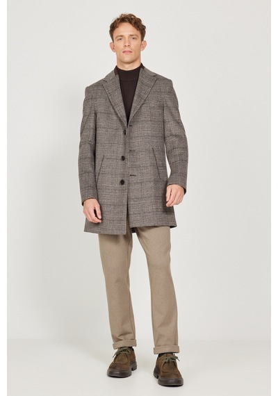 Ac&Co / Altınyıldız Classics Erkek Kahverengı Standart Fit Normal Kesim Mono Yaka Desenli Yünlü Palto Kahverengi Ac&Co / Altınyıldız Classics Erkek Kahverengı Standart Fit Normal Kesim Mono Yaka Desenli Yünlü Palto Kahverengi