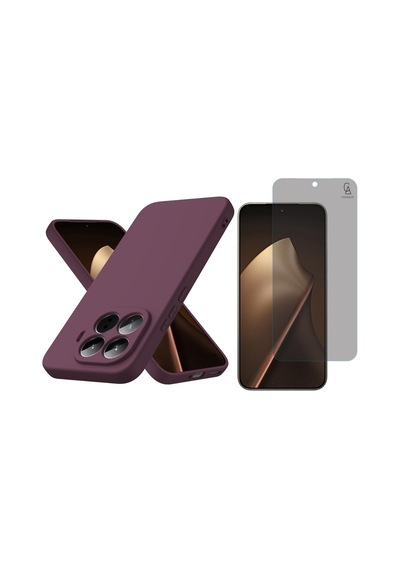 Xiaomi Mi 15t Pro Uyumlu Içi Kadife Lansman Kılıf Ve Hayalet Privacy Tam Kaplayan Cam Ekran Koruyucu Koyu Mor