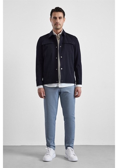 Süvari Lacivert Slim Bebe Yaka Düz Yan Cepli Çıtçıtlı Dolgusuz Standart Mont Mn2008700555-m09