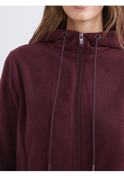 Lcw Everyday Mürdüm Kapüşonlu Polar Kadın Fermuarlı Sweatshirt
