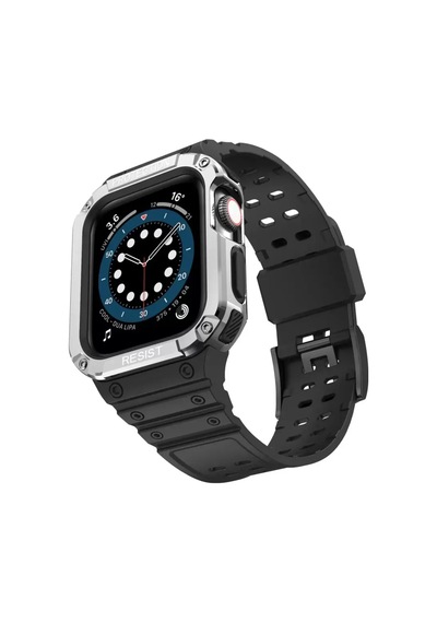 Zenviaat Newface Apple Watch Uyumlu42mm Kr401 Silikon Kordon - Siyah-gümüş Znv2027