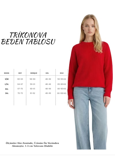 Trikonova Oversize Triko Kazak Kırmızı