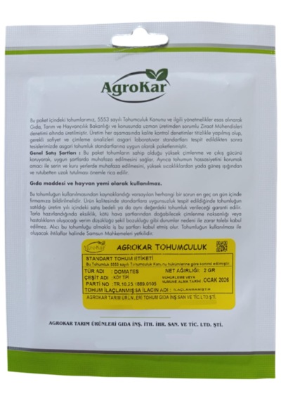 Köy Domatesi Tohumu 2 Gr 1 Paket
