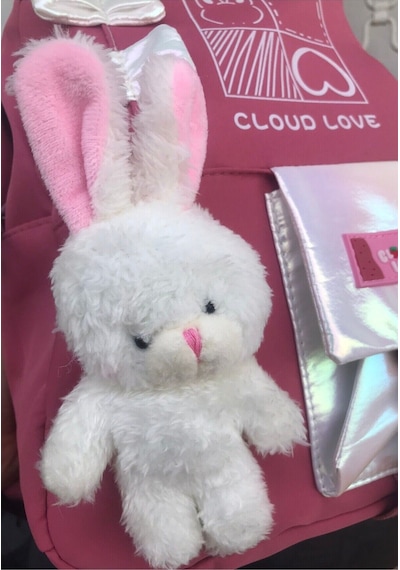Kore Model Mini Oyuncaklı Sırt Çantası Pembe Çok Renkli