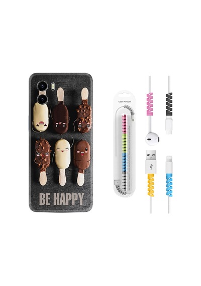 Vivo Y15S Kılıf Kablo Koruyuculu Be Happy 1855