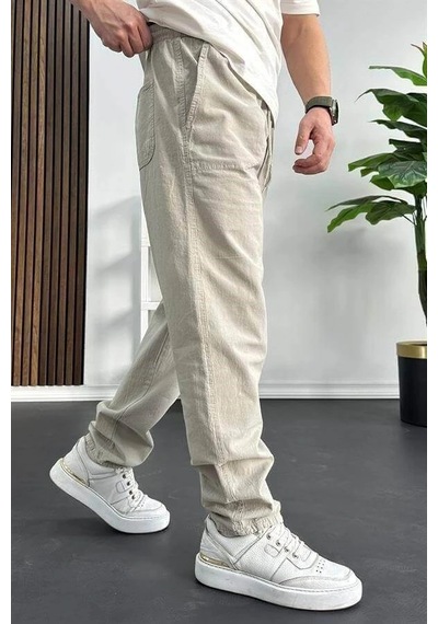 Edwox Erkek Baggy Kalıp Pantolon Bej Edw130
