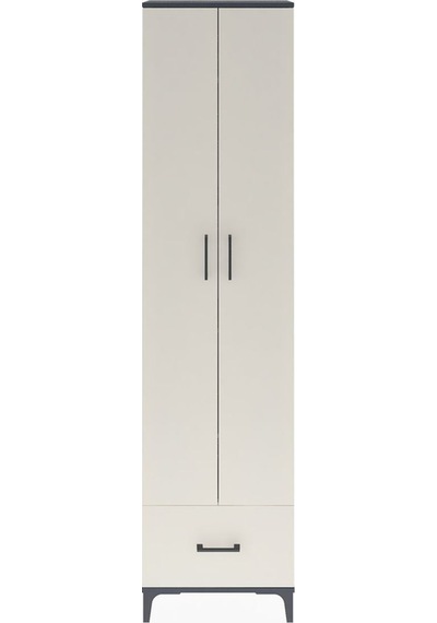 Arges Dolap 5 Raflı Tek Çekmeceli 2 Kapaklı 60x30x243 Antrasi... Antrasit