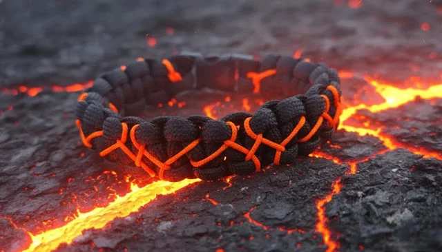 Siyah & Turuncu Çapraz Paracord Bileklik Turuncu - Siyah