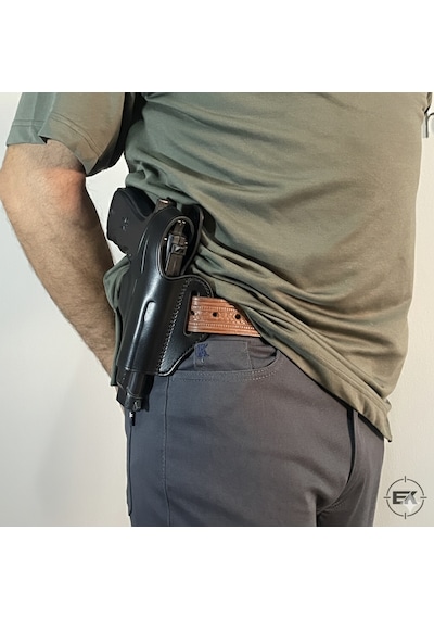 Erolav Beretta F92 Ve Yavuz 16 Uyumlu Siyah Deri Yarım Kelebek Silah Kılıfı Siyah