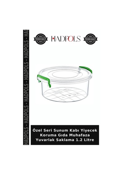 Özel Seri Sunum Kabı Yiyecek Koruma Gıda Muhafaza Yuvarlak Saklama 1.2 Litre Yeşil
