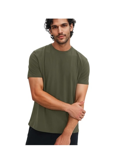 Arma Ar-ma Erkek Bisiklet Yaka Tişört Baskisiz Basic Örme Kumaş Regular Fit %100 Pamuk 30/1 Penye Süprem Y31344408202 Haki-h1
