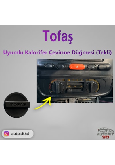 Tofaş Uyumlu Kalorifer Çevirme Düğmesi Tekli